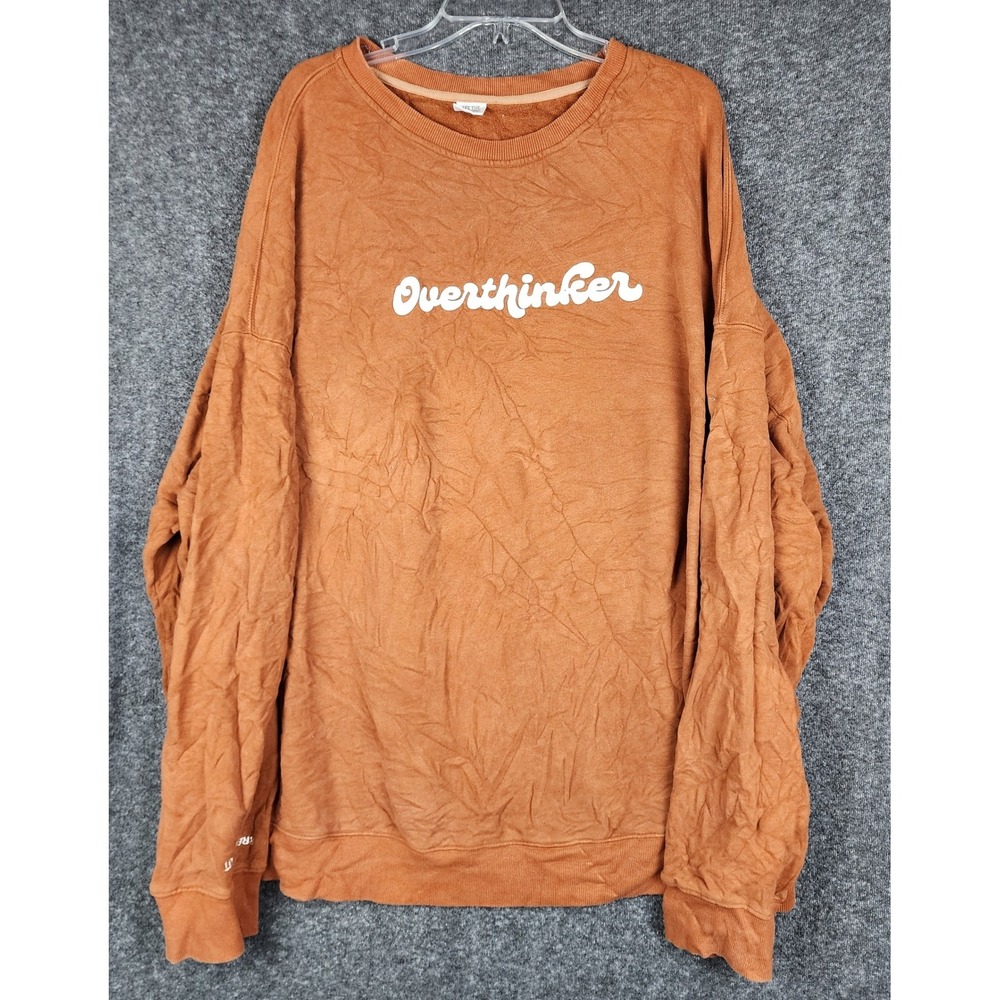 See The Way I See Sweatshirt 5XL Orange Breathe In Embroidery Oversized Crewneck
